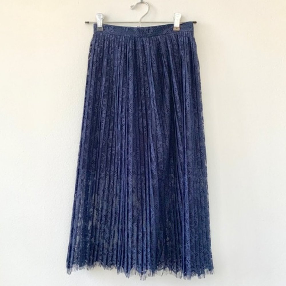 H&M Navy Blue Pleated Lace Skirt